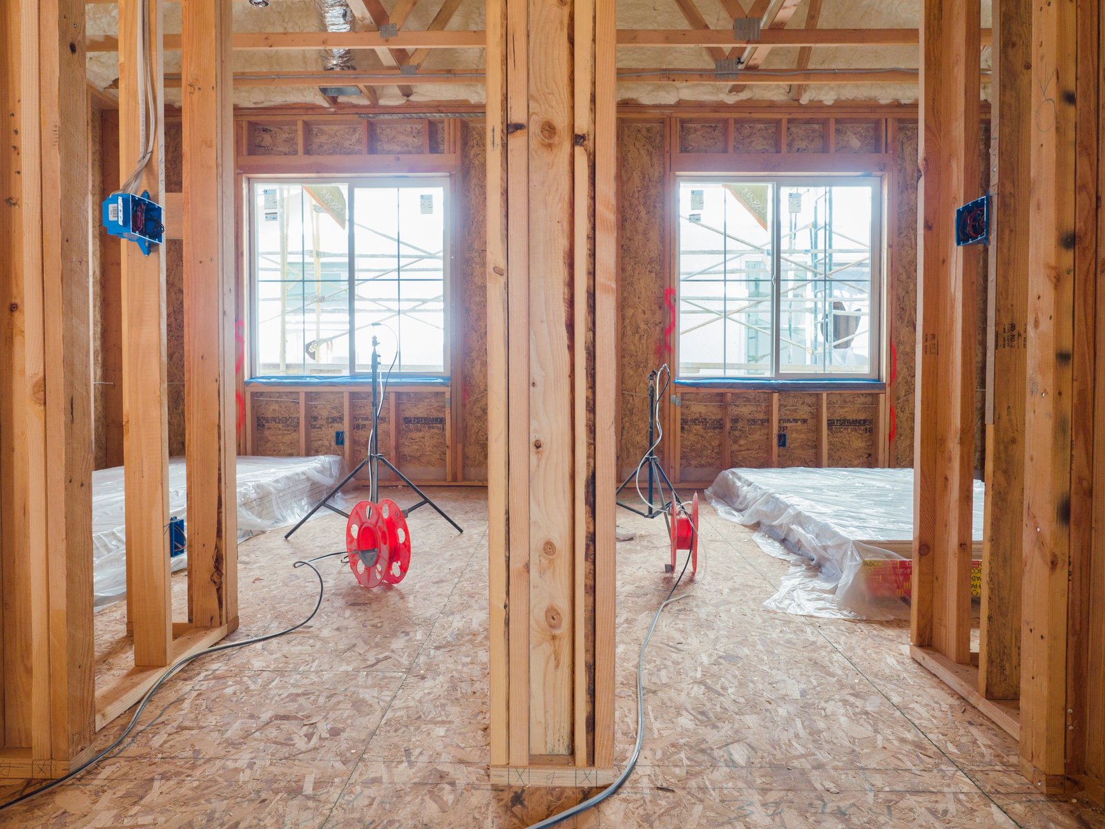 AeroBarrier equipment set up inside a home under construction