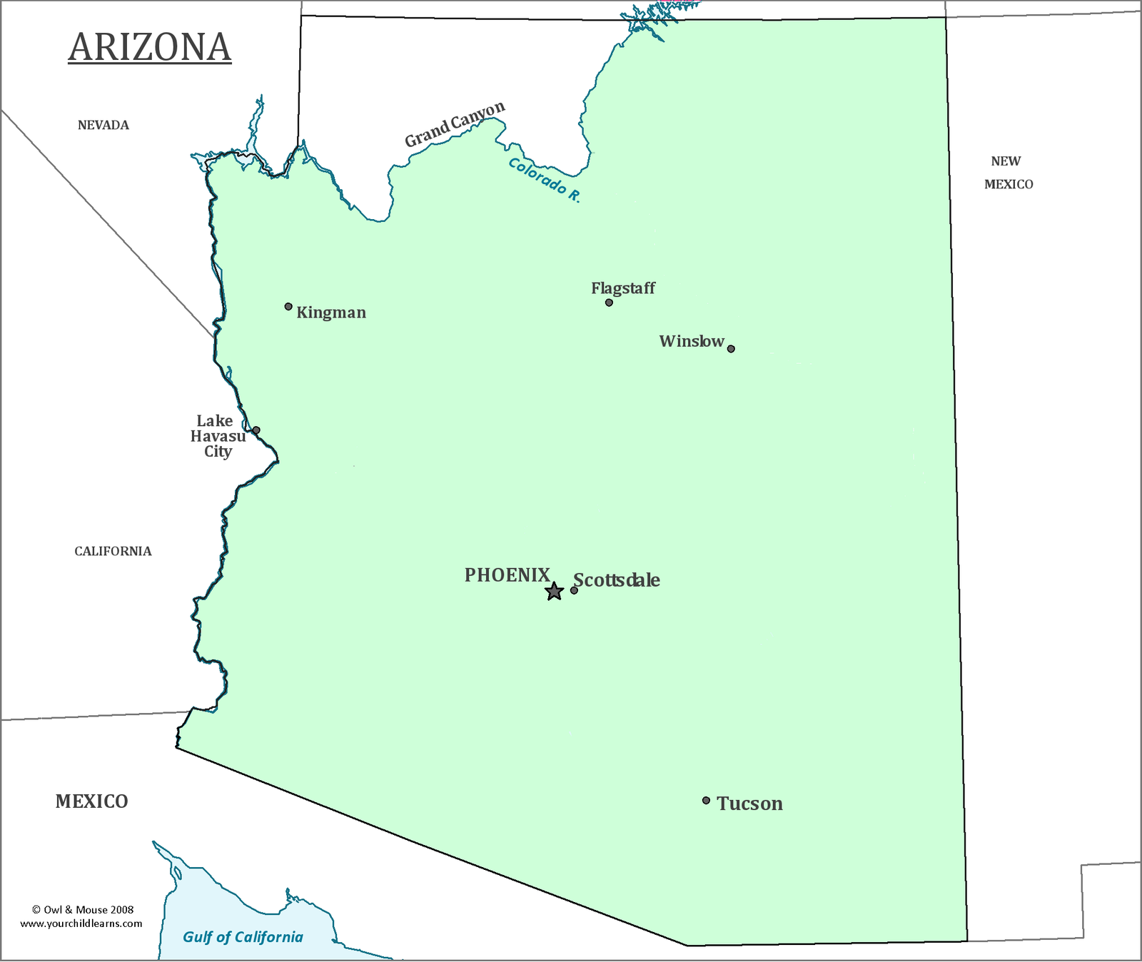 Map of Arizona showing AeroBarrier of Arizona service area